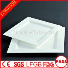 Белый фарфор квадратная пластина для ресторана, керамическая квадратная тарелка